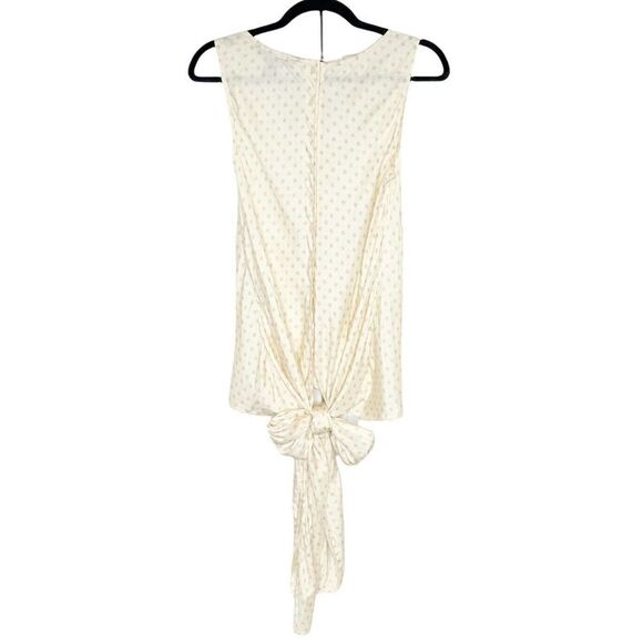 Marc Jacobs Women’s Cream Blue Flower Sleeveless Silk Blouse Large Tie Button - Picture 5 of 9